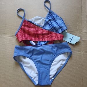 Cupshe Red and Blue Tie-Dye Bikini Set